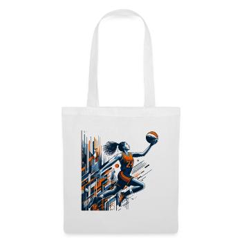 Frau Basketball Dunking Design - Stoffbeutel - Weiß - Vorne