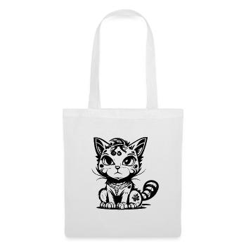 Mignon assis Manga Comic Cat - Sac en tissu - blanc - Devant