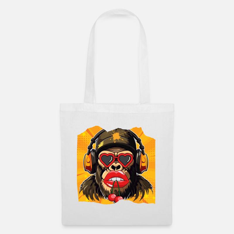 Monkey & Cherry - Tote Bag - white