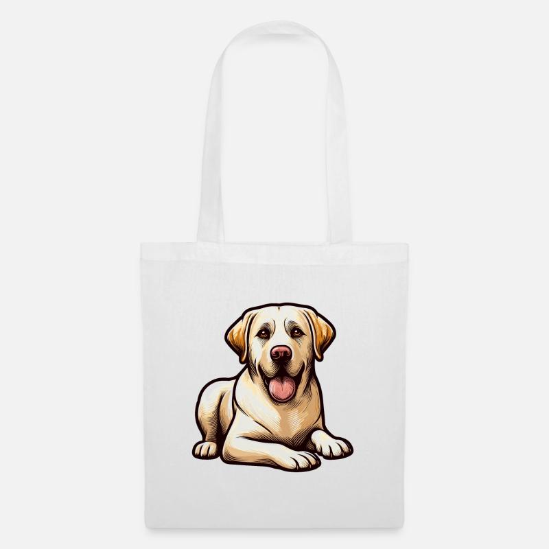 Glückliche Labrador-Welpen-Illustration - Stoffbeutel - Weiß