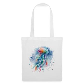 qualle aquarell bunt trend tier - Stoffbeutel - Weiß - Vorne
