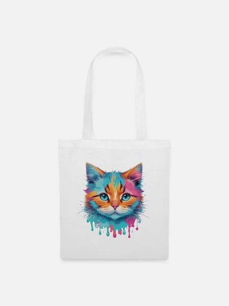 Niedliche Katze - Stoffbeutel - Weiß