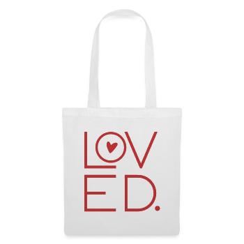 AIMÉ, Vous êtes aimé, Amour, Saint-Valentin, Cœur - Sac en tissu - blanc - Devant