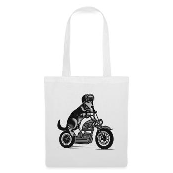 Chien balades moto | Chien chevauche une moto - Sac en tissu - blanc - Devant