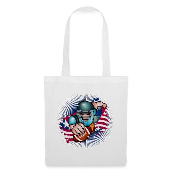 Joueur de football avec ballon de football et drapeau des États-Unis - Sac en tissu - blanc - Devant