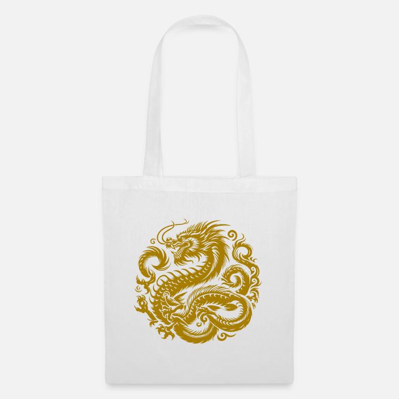 Chinesisches Drachen-Tattoo - Stoffbeutel - Weiß