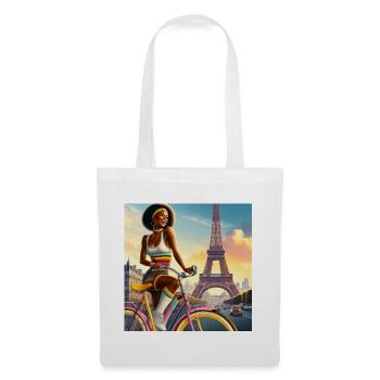 Belle Fille à Vélo, Tour Eiffel - Sac en tissu - blanc - Devant