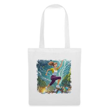 Femme sautant par-dessus beaucoup d’ordures - Sac en tissu - blanc - Devant