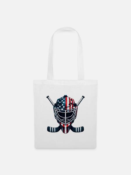 Eishockey USA Flaggen Helm Sport - Stoffbeutel - Weiß