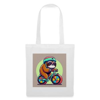 Faultier auf einem Fahrrad Kinder Jungen Mädchen Lustiges Faultier - Stoffbeutel - Weiß - Vorne
