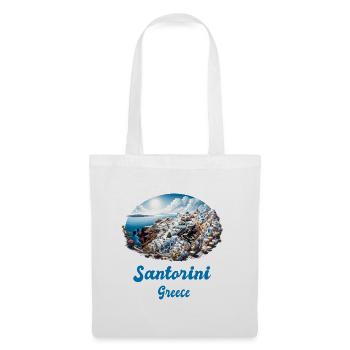 Santorin, Grèce, voyage au volcan Akrotiri - Sac en tissu - blanc - Devant