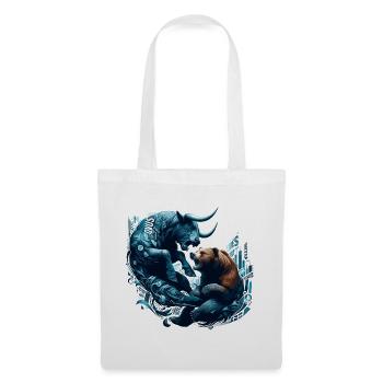 Finance Taureau Bear Fight Wall Street cadeau - Sac en tissu - blanc - Devant