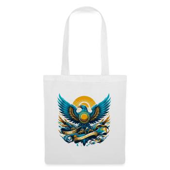 Kasachstan Adler Flagge Fahne dynamisch Geschenk - Stoffbeutel - Weiß - Vorne