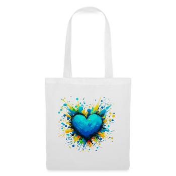 Ukraine heart with cool splashes of color in blue yellow - Tote Bag - white - Front
