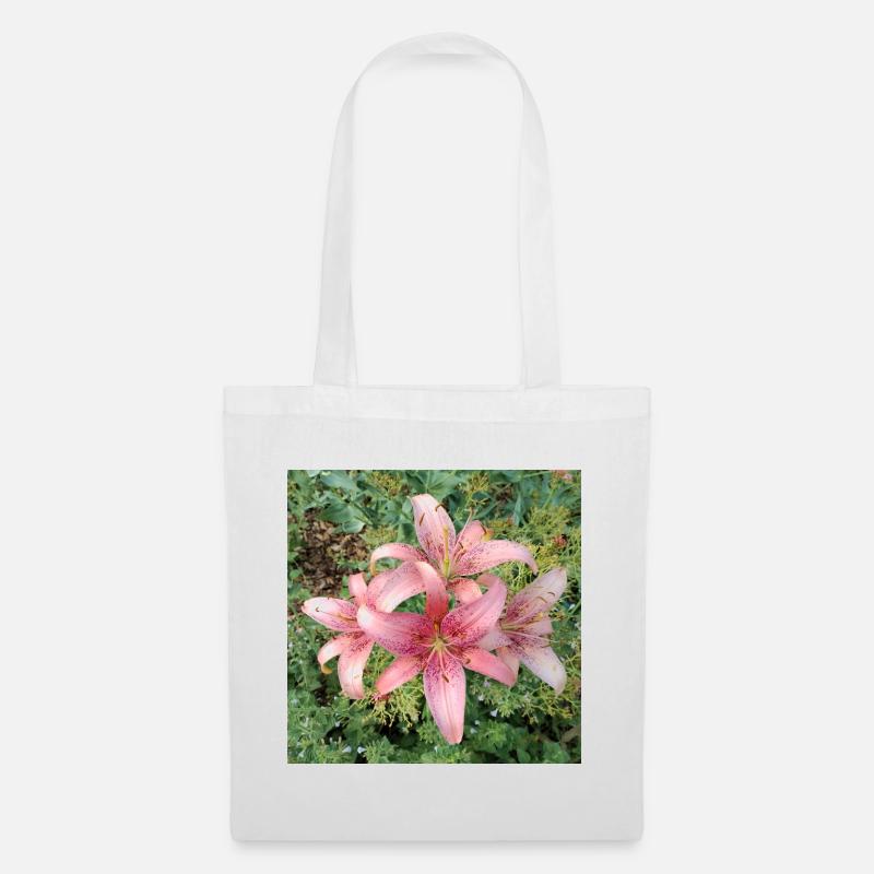 Rosa Lilienblüten - Stoffbeutel - Weiß