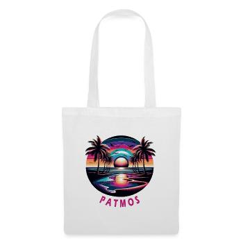 Patmos, Grèce, vacances, plage, coucher de soleil - Sac en tissu - blanc - Devant