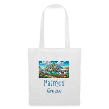 Patmos, Grèce, île de vacances, plage - Sac en tissu - blanc - Devant