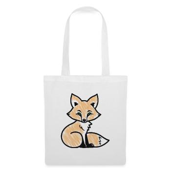 Renard roux (noir) - Sac en tissu - blanc - Devant
