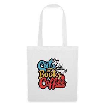 Amour Chat Chaton Café Livres Koffie Boeken - Sac en tissu - blanc - Devant