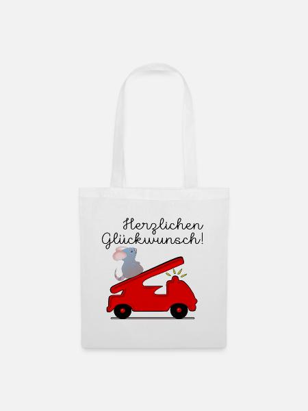 KINDERGEBURTSTAG FEUERWEHRAUTO - Stoffbeutel - Weiß