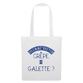 Dilemme Breton : Crêpe ou Galette ? BZH Bretagne - Sac en tissu - blanc - Devant