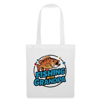 Pêche avec grand-père avec un design de poisson coloré - Sac en tissu - blanc - Devant