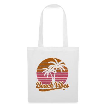 Beach Vibes Retro Sonne Urlaub Palmen Sommer - Stoffbeutel - Weiß - Vorne