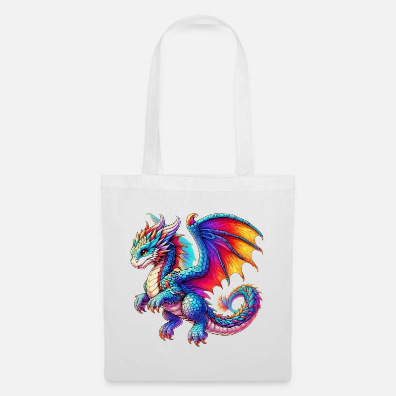 Drache - Stoffbeutel - Weiß