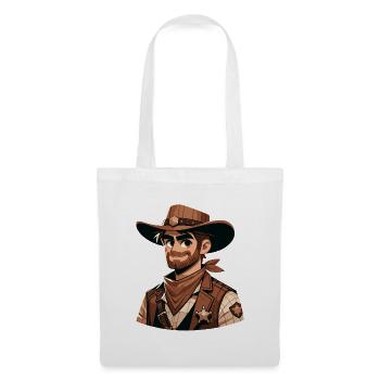Karikatur Sheriff - Stoffbeutel - Weiß - Vorne