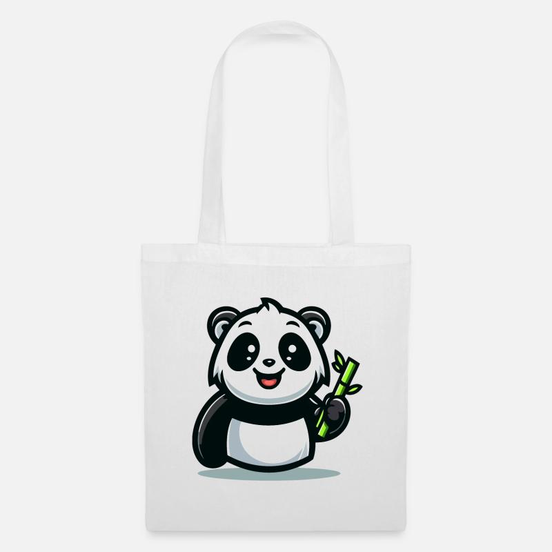 Panda-Snackzeit: Der Bambusfresser - Stoffbeutel - Weiß