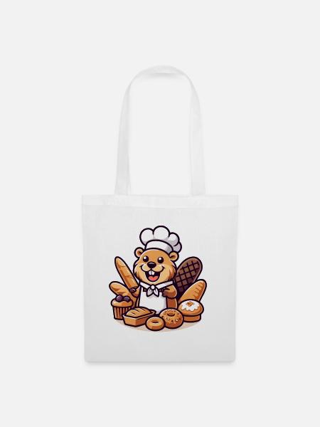 Baker Beaver: Der Konditorei-Profi - Stoffbeutel - Weiß