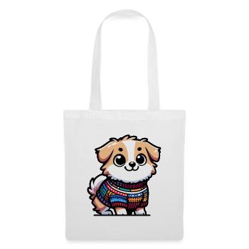Snug Pup: Der Pullover tragende Hund - Stoffbeutel - Weiß - Vorne
