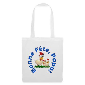 FAMILLE BONNE Fête des Pères POULETS - Sac en tissu - blanc - Devant