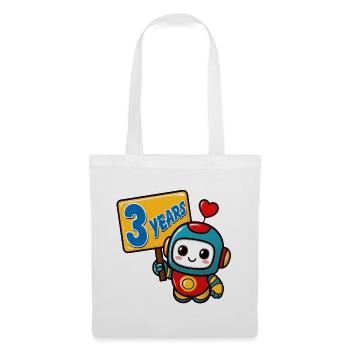 Three Years Little Robot Children's Birthday Party - Tote Bag - white - Front