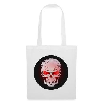 Schädel,Skull,Totenkopf mit rot leuchtenden Augen - Stoffbeutel - Weiß - Vorne