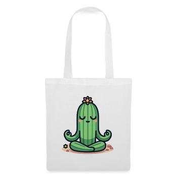 Cactus Zen - Pose de plante paisible - Sac en tissu - blanc - Devant