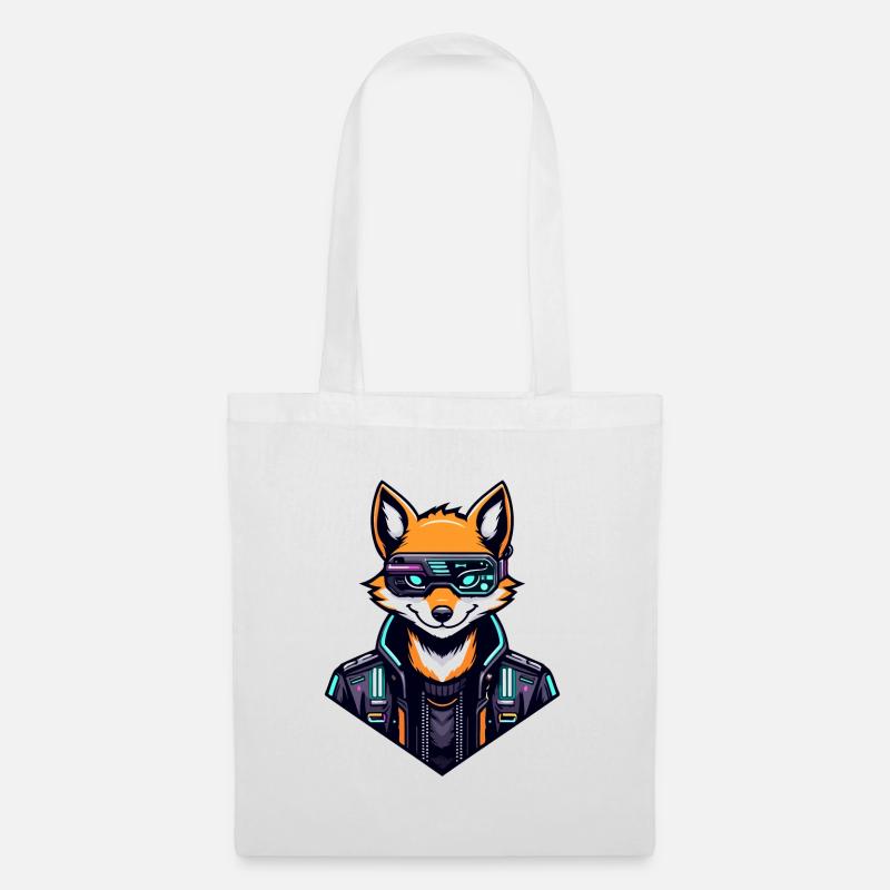 Cyber Fox Neon Tech Wild - Stoffbeutel - Weiß