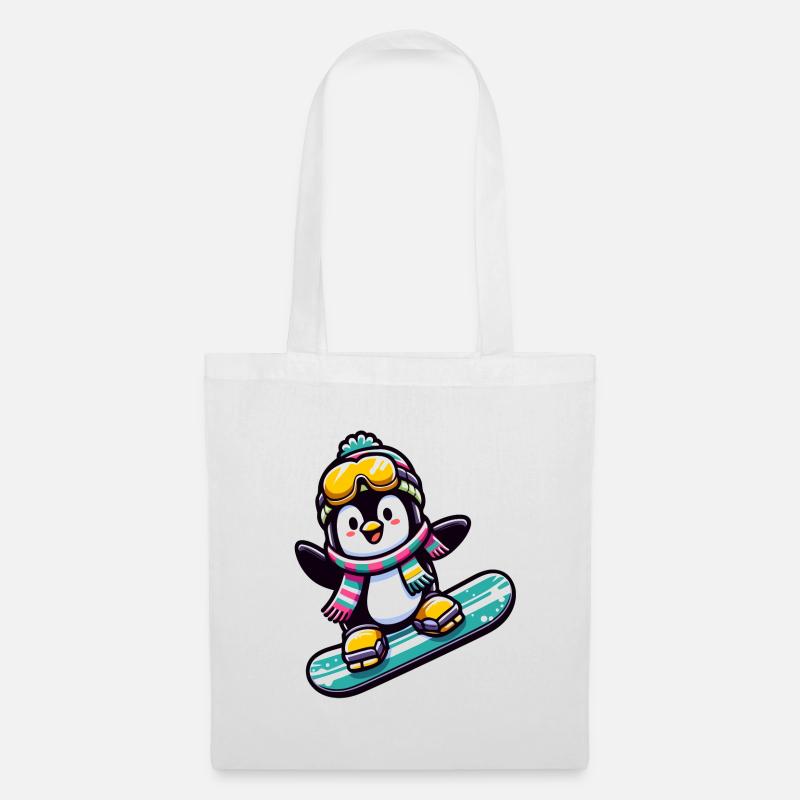 Snowboard Star: The Sliding Penguin - Tote Bag - white
