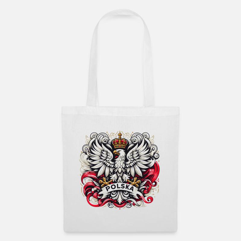Polen Polska polnisch Wappen Adler Flagge Geschenk - Stoffbeutel - Weiß
