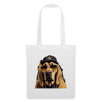 Bloodhound Gangsta Gangster Hund Geschenk - Stoffbeutel - Weiß - Vorne