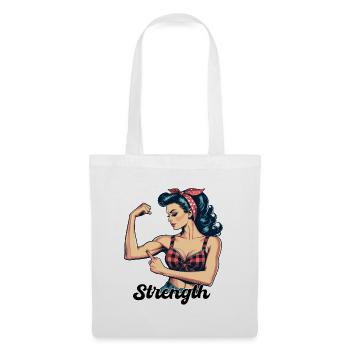 Strength Strong Woman Rockabilly Biceps Gift - Tote Bag - white - Front