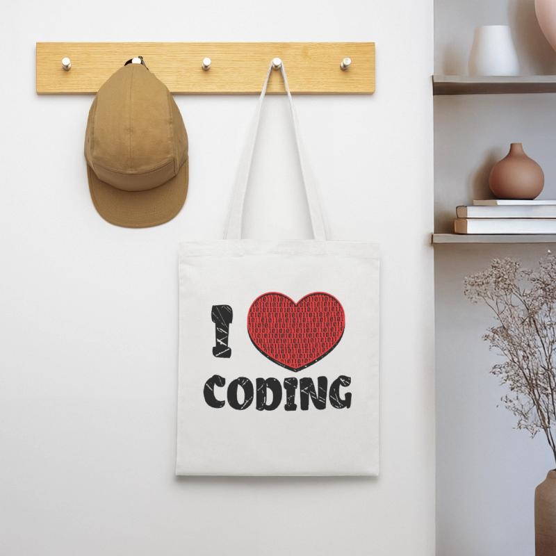 Code Developer Skripting Debug Herz Statement Stoffbeutel