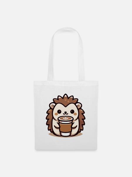 Kaffeeliebender Igel - Stoffbeutel - Weiß