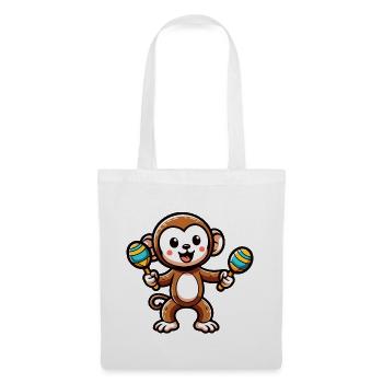 Maraca Monkey: Der musikalische Primat - Stoffbeutel - Weiß - Vorne
