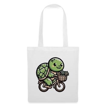 Conception de vélo tortue mignonne - Sac en tissu - blanc - Devant