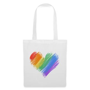 Regenbogenherz Pinselstrich - Stoffbeutel - Weiß - Vorne