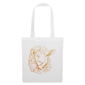 Lion et agneau - Sac en tissu - blanc - Devant