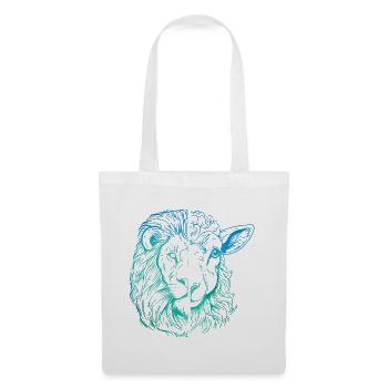 Lion et agneau - Sac en tissu - blanc - Devant