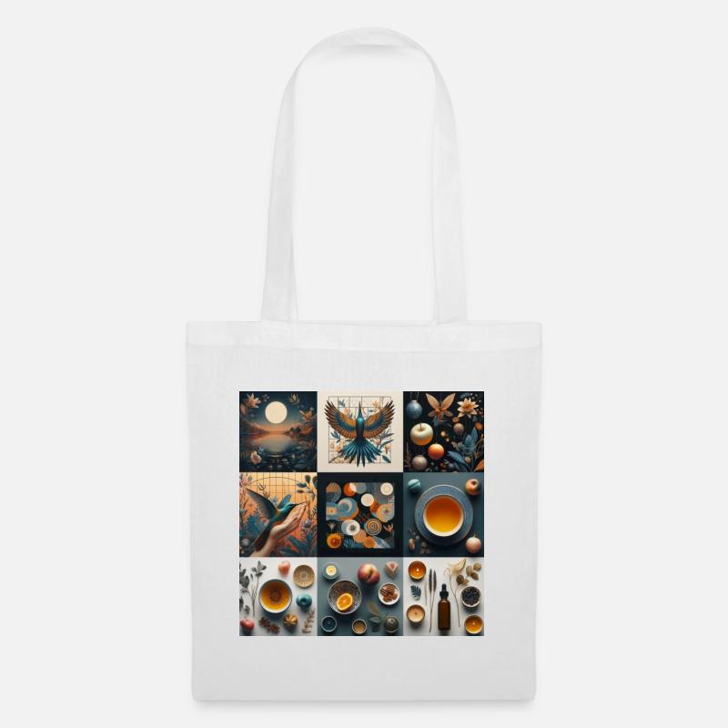 Collage, Natur und Leben - Stoffbeutel - Weiß