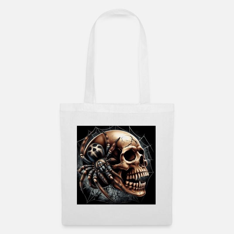 Totenkopf und Spinne - Stoffbeutel - Weiß